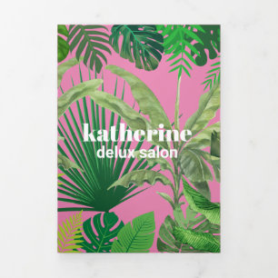 Luxus Tropical Moderne Boutique & Salon Pink Dreifach Gefaltete Karte