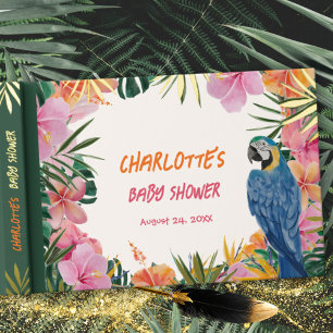 Luxus Tropical Parrot Watercolor Babydusche Gästebuch