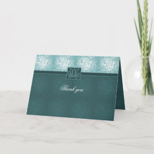 Luxus Türkis Floral Damask Danke Karte