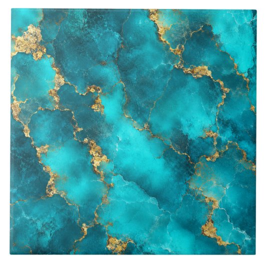 Luxus Türkis Gold Marmor Keramikfliese (Vorderseite)