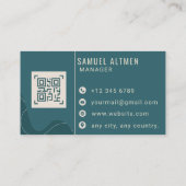 Luxus Türkis und Creme Professioneller QR-Code Visitenkarte (Rückseite)