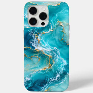 Luxus-Türkises Ozeanmarmor mit Goldfolienwellen Case-Mate iPhone Hülle