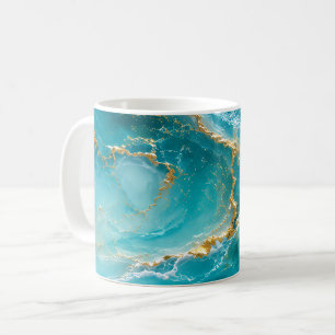 Luxus-Türkisfarbenes Ozean-Marmor mit Goldfolien-W Kaffeetasse