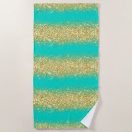 Luxus Turquoise Gold Glitzer Strandtuch