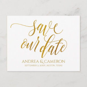 Luxus-Typografie Save-the-Date-Postkarte Faux-Fo Ankündigungspostkarte