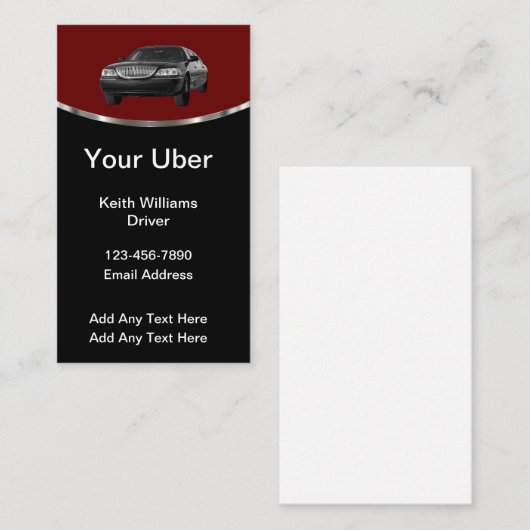 Luxus Uber Driver Business Cards Visitenkarte (Vorne/Hinten)