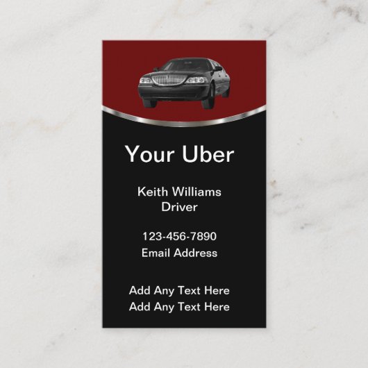 Luxus Uber Driver Business Cards Visitenkarte (Vorderseite)