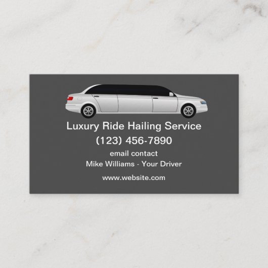 Luxus Uber Ride Hailing Service-Treiber Visitenkarte (Vorderseite)