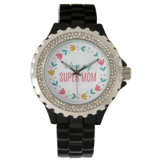 Luxus-Uhr mit Silber-Metall-Armband I Love My Supe Armbanduhr