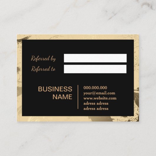 Luxus und eleganter Marmor in schwarz und gold Empfehlungskarte (Rückseite)