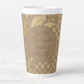 Luxus, Valentinstag, goldene Blumen, Pixel  Milchtasse (Vorderseite)