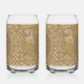 Luxus, Valentinstag, Goldene Blumen, Pixel-Muster Dosenglas (Links)