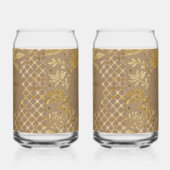 Luxus, Valentinstag, Goldene Blumen, Pixel-Muster Dosenglas (Rechts)