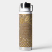 Luxus, Valentinstag, Goldene Blumen, Pixel  Trinkflasche (Hinten)