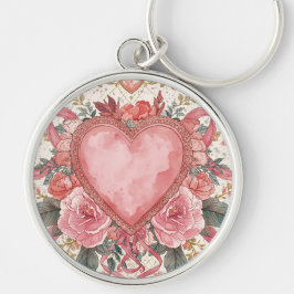 Luxus, Valentinstag, Liebe Rosa Herz , Blumenmuste Schlüsselanhänger