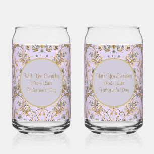 Luxus, Valentinstag Softes Lila Gold Blumen  Dosenglas