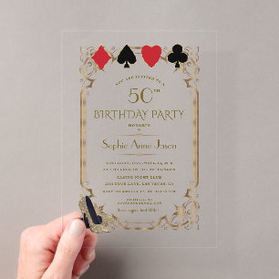 Luxus Vegas Gold Art Deco Casino Poker Geburtstag Acryleinladungen