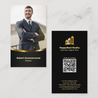 Luxus Vertikal Real Anwesen Agent Foto Black Gold Visitenkarte