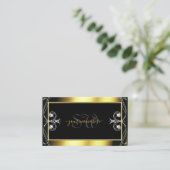 Luxus Verziert Black Gold Sparkle Jewels Monogram Visitenkarte (Stehend Vorderseite)
