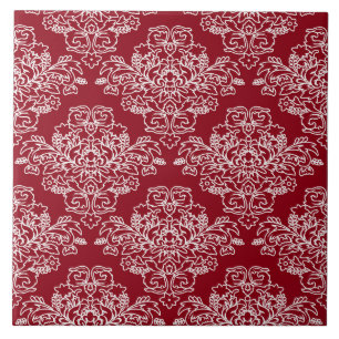 Luxus, Vintag, elegant, rot, weiß, blumenreich Fliese