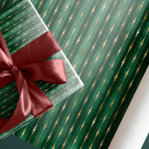 Luxus-Vintage-Dunkelgrün-goldene Streifen-Gotik Geschenkpapier