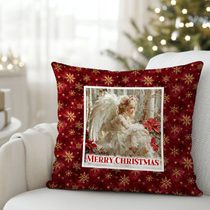 Luxus-Vintage-Engel Rot Gold Festlich Weihnachten Kissen