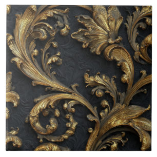 Luxus-Vintage-Französisch-Barock Schwarz Gold Roya Fliese