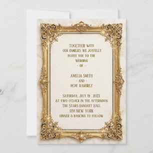 Luxus-Vintage-Gold-Ornamentrahmen-Hochzeit Einladung