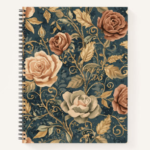 Luxus, Vintage, Rosengarten, blauer Hintergrund Notizblock
