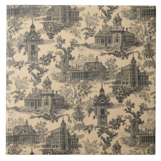 Luxus-Vintage-Toile-Jouy-Schwarz-Tinte-Beige-Franz Fliese