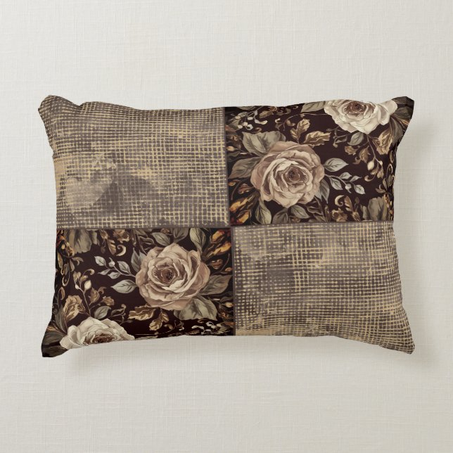 Luxus, Vintage, wunderschöne Rosen blühen Dekokissen (Vorderseite)