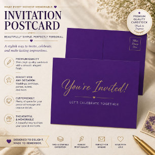 Luxus-Violette Personalisierte Einladung Postkarte