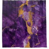Luxus-Violetter Amethyst-Geode Gold-Achat Duschvorhang (Vorderseite)