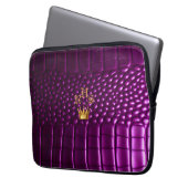 Luxus Vivid Lila Imitate Crocodile Mit Monogramm Laptopschutzhülle (Vorderseite Links)