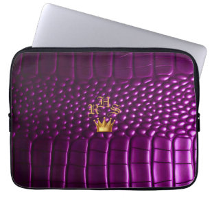 Luxus Vivid Lila Imitate Crocodile Mit Monogramm Laptopschutzhülle