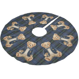 Luxus-Vornehme-Karo-Teddybär Polyester Weihnachtsbaumdecke