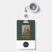 Luxus-Waldgrün-Gold-QR-Code-ID-Barcode Ausweis (Vorderseite mit Ausziehbar)