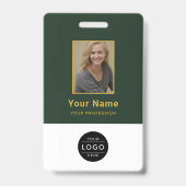 Luxus-Waldgrün-Gold-QR-Code-ID-Barcode Ausweis (Vorderseite)