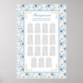 Luxus-Wasserfarbe Hellblau-Gold-Sitzplan Poster (Vorne)