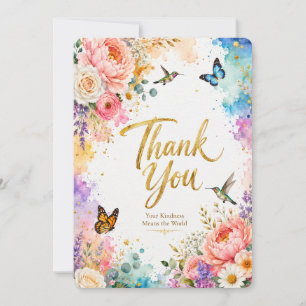 Luxus-Wasserfarben-Blumen-Dankeschön-Grußkarte Dankeskarte