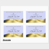 Luxus Wavy Gold Light Blue Monogram Product Label Rechteckiger Aufkleber (Blatt)