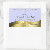 Luxus Wavy Gold Light Blue Monogram Product Label Rechteckiger Aufkleber (Tasche)