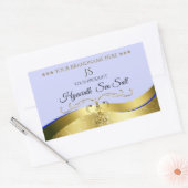 Luxus Wavy Gold Light Blue Monogram Product Label Rechteckiger Aufkleber (Umschlag)
