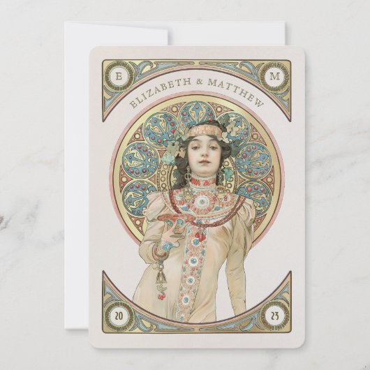 Luxus Wedding Invitation Card Jugendstil von Mucha Einladung (Rückseite)
