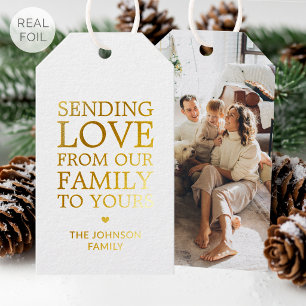 Luxus-Weihnachten Goldfolie Familienname & Foto Geschenkanhänger