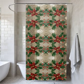Luxus Weihnachten Poinsettia Holly Feiertag Duschvorhang