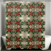 Luxus Weihnachten Poinsettia Holly Feiertag Duschvorhang