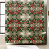 Luxus Weihnachten Poinsettia Holly Feiertag Duschvorhang