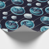 Luxus Weihnachten Wasserfarbe Blau Botanische Baus Geschenkpapier (Ecke)