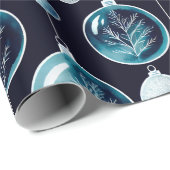 Luxus Weihnachten Wasserfarbe Blau Botanische Baus Geschenkpapier (Rolleneckpunkt)